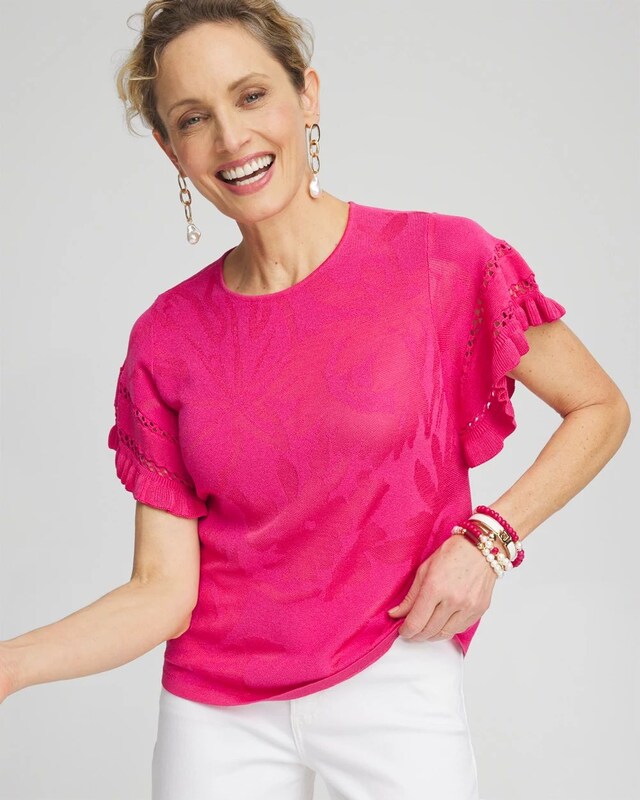 Ruffle Sleeve Pullover Sweater - image 1